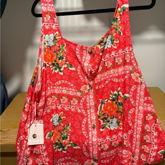 LC Lauren Conrad Red Floral Tank Top - Picture 2 of 4
